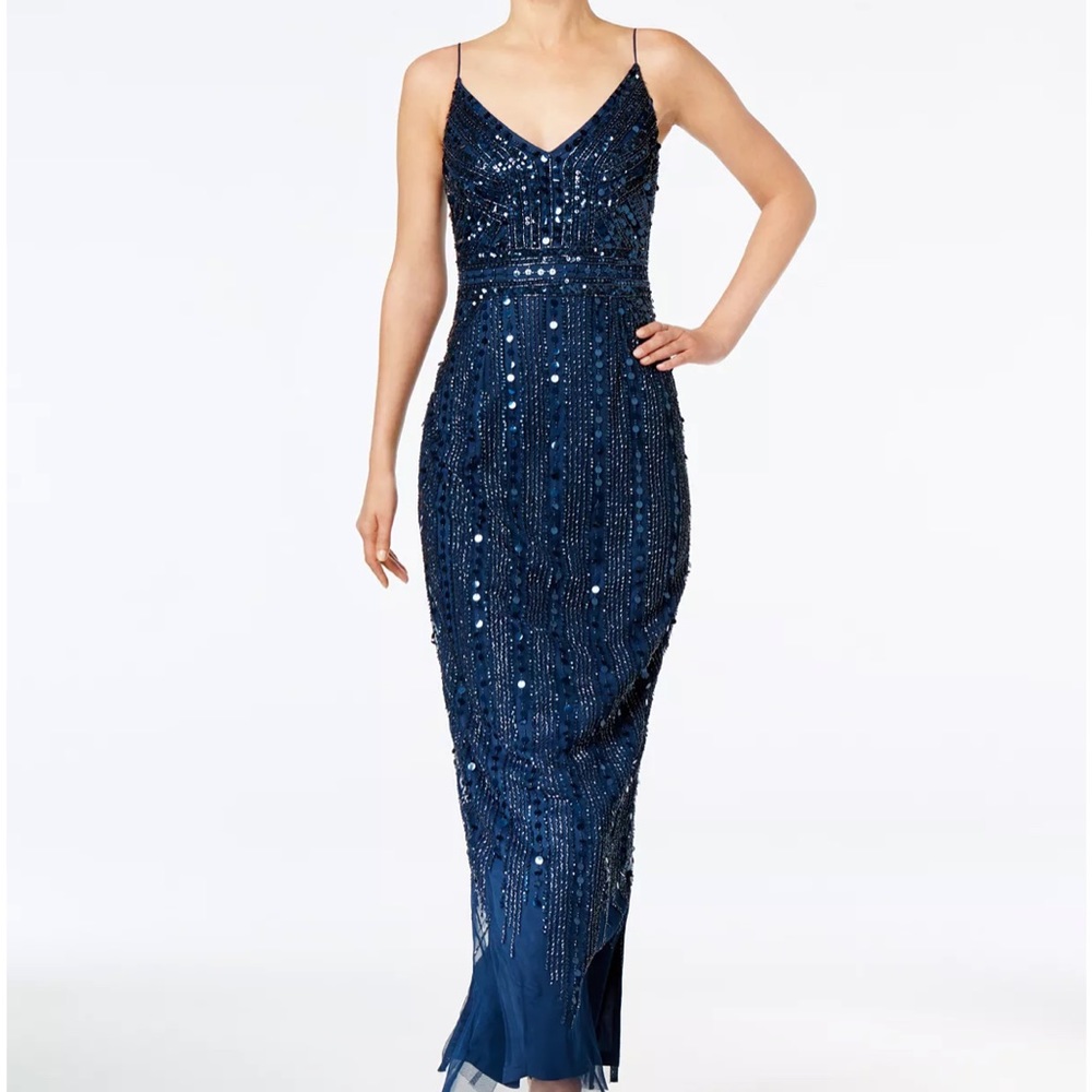 Adrianna Papell Beaded Maxi Dress / Wedding / Bridesmaid / Formal